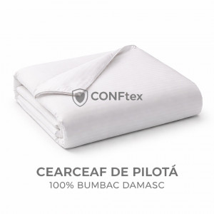 Cearceaf de Pilotă Damasc 100% Bumbac Alb
