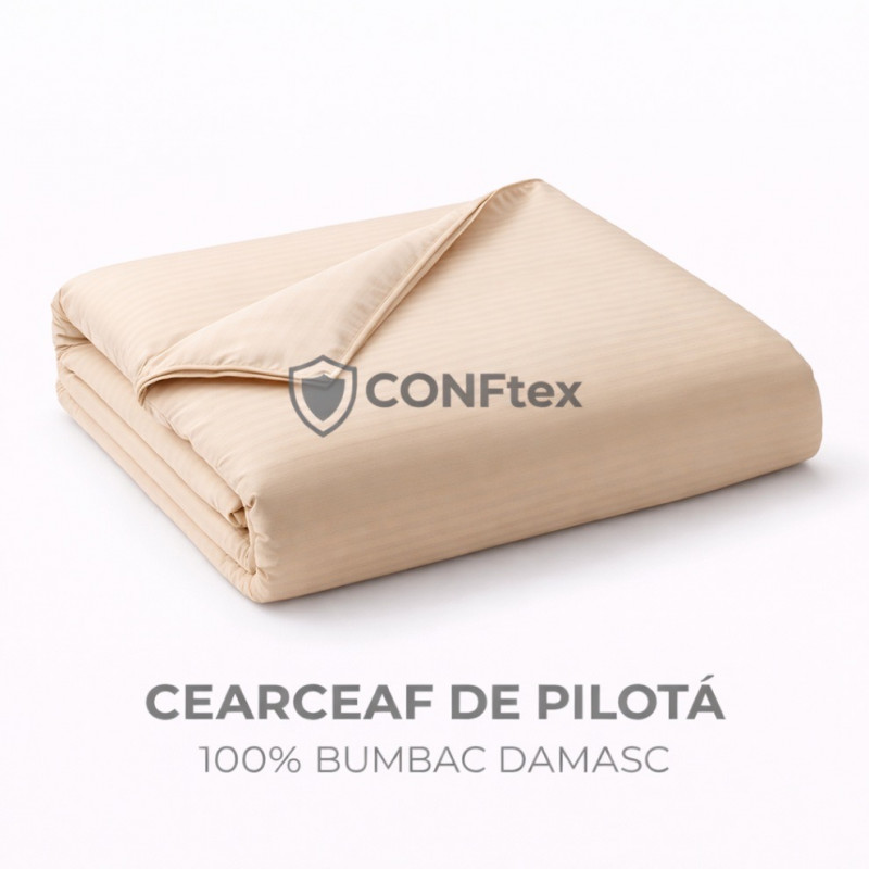 Imagine produs Cearceaf de Pilotă Damasc 100% Bumbac Capucino –
