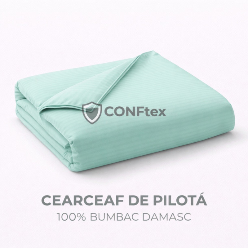 Imagine produs Cearceaf de Pilotă Damasc 100% Bumbac Mint –