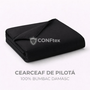 Cearceaf de Pilotă Damasc 100% Bumbac Negru
