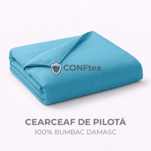 Cearceaf de Pilotă Damasc 100% Bumbac Turkoaz
