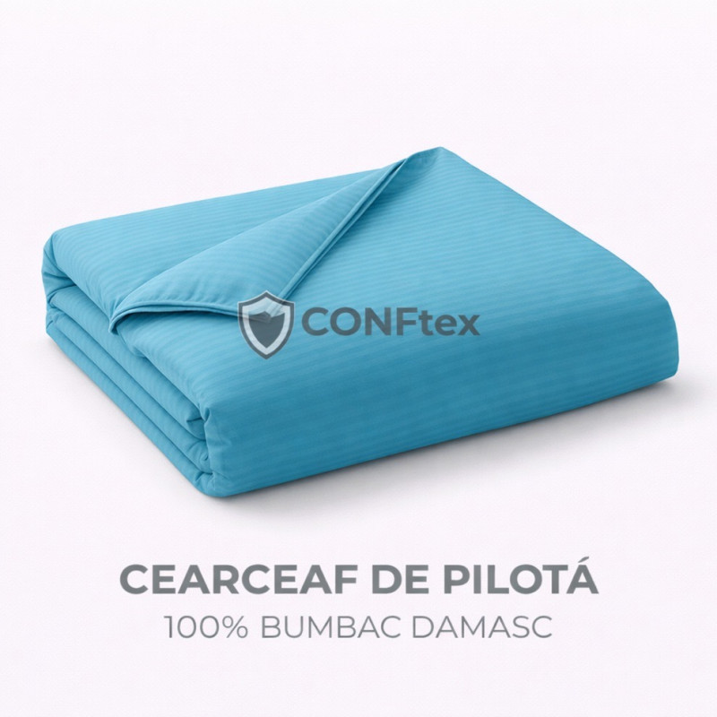 Imagine produs Cearceaf de Pilotă Damasc 100% Bumbac Turkoaz –