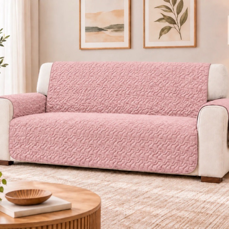 Cuvertura matlasata canapea 2 locuri doua fețe Blush Pink – RALEX PUCIOASA