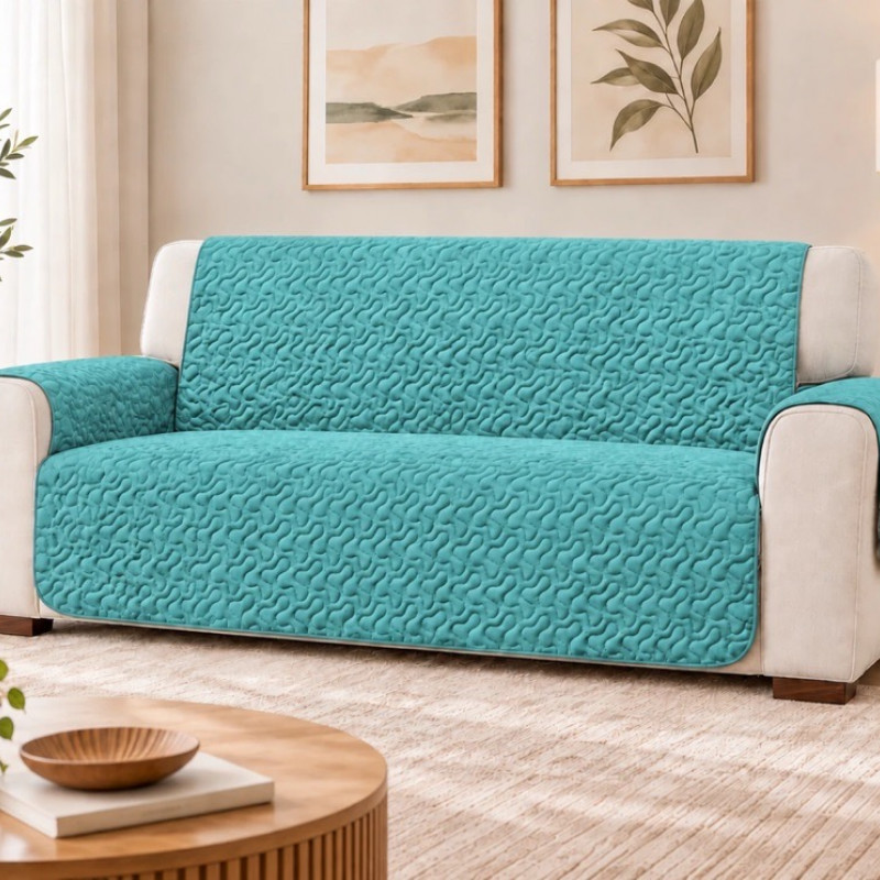 Cuvertura matlasata canapea 2 locuri doua fețe Turqoise Quilted – RALEX PUCIOASA