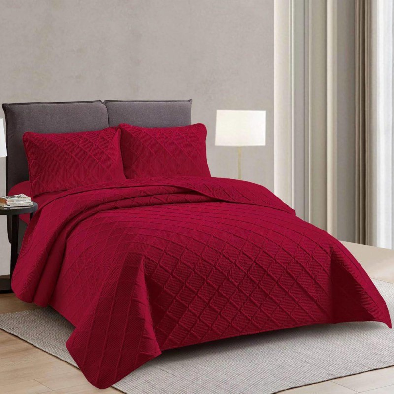 Cuvertură pat uni o persoană + o față pernă (roșu)