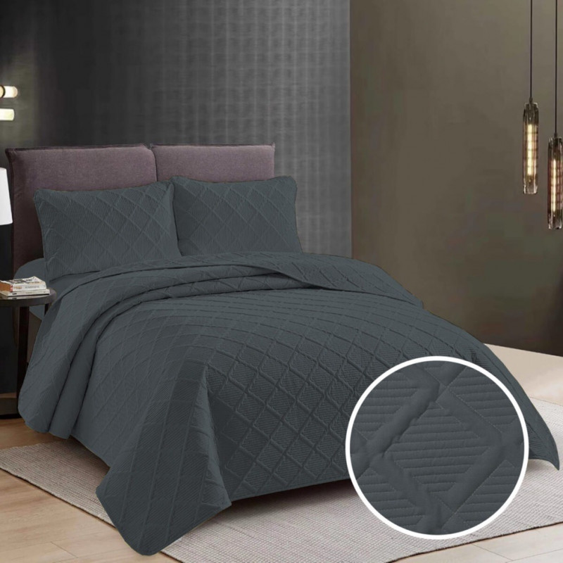 Imagine produs CUVERTURĂ PAT UNI + 2 FEȚE DE PERNĂ – COOL GRAY – RALEX PUCIOASA