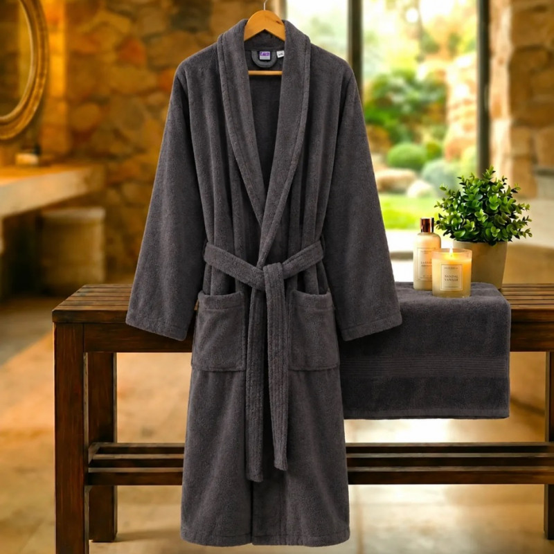 HALAT DE BAIE VELUR 100% BUMBAC (Gray New) – PUCIOASA