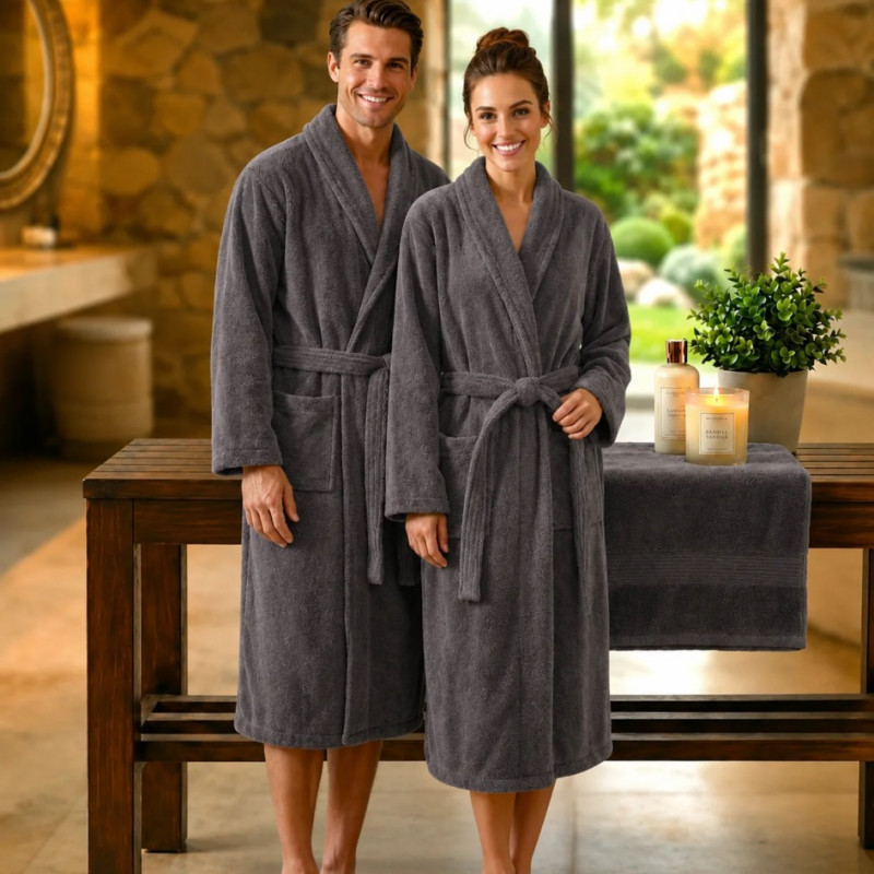 HALAT DE BAIE VELUR 100% BUMBAC (Gray New) – PUCIOASA