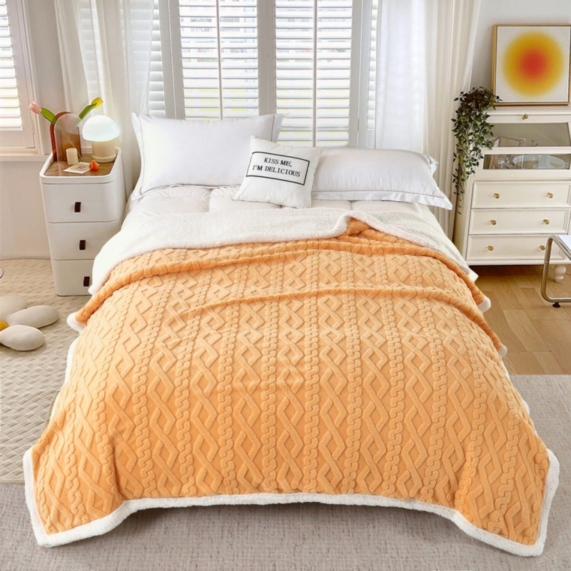 Imagine produs PATURĂ TRICOT CU BLĂNIȚĂ – GALBEN-ORANGE – VELUXIO-HOME