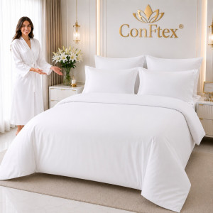 Lenjerie de pat 2 persoane Percale– albă, 100% bumbac 