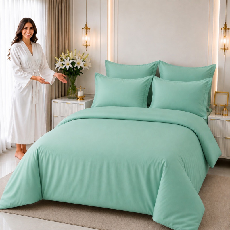 Lenjerie de pat 1 persoană Percale– mint, 100% bumbac –