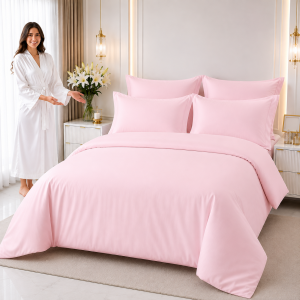 Lenjerie de pat 1 persoană Percale– roz, 100% bumbac