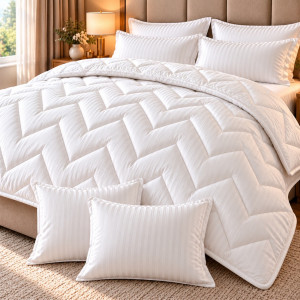 Set Premium Pilotă Lână Damasc 4,5 kg + 2 Perne lână  50×70 cm