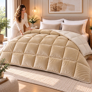 Pilotă Cocolino Matlasată Reversibilă – Extra Călduroasă – Beige Plush