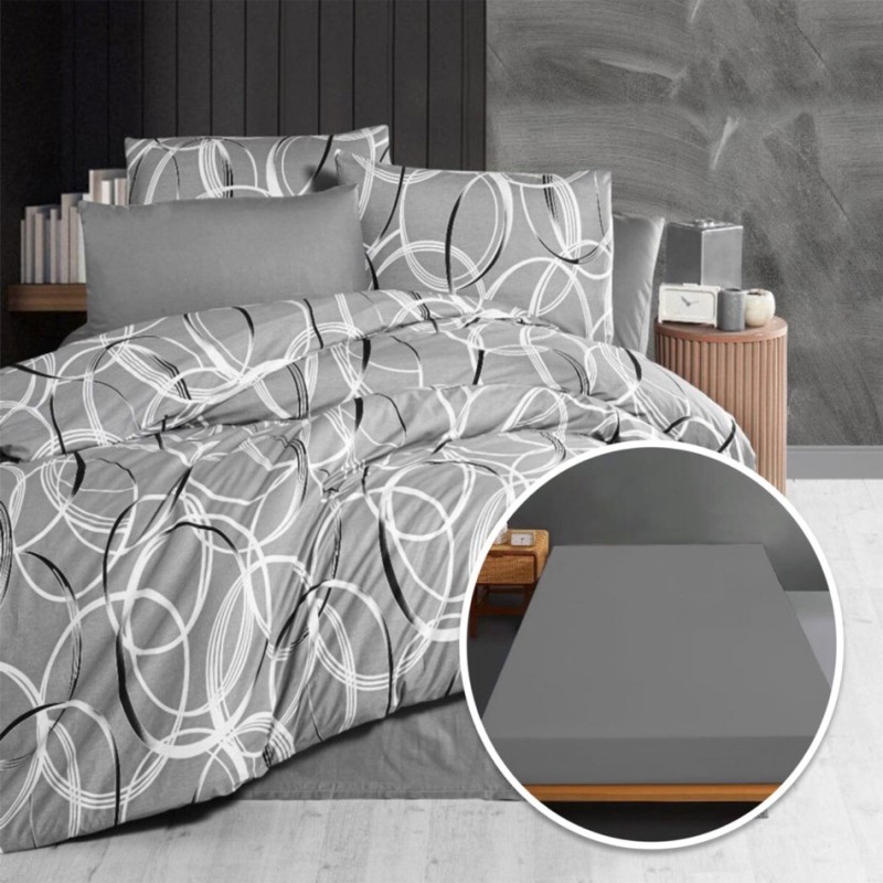 Imagine produs Lenjerie de pat Ranforce, 100% bumbac, cu husă universală pentru saltea de 140cm x 200cm / 160cm x 200cm-ALICE –