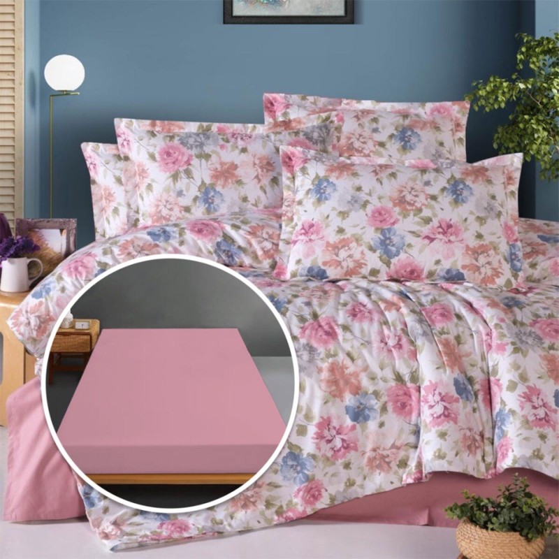 Imagine produs Lenjerie de pat Ranforce, 100% bumbac, cu husă universală pentru saltea de 140cm x 200cm / 160cm x 200cm-ANNA –