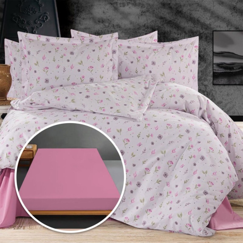 Imagine produs Lenjerie de pat Ranforce, 100% bumbac, cu husă universală pentru saltea de 140cm x 200cm / 160cm x 200cm-ABIGAIL –