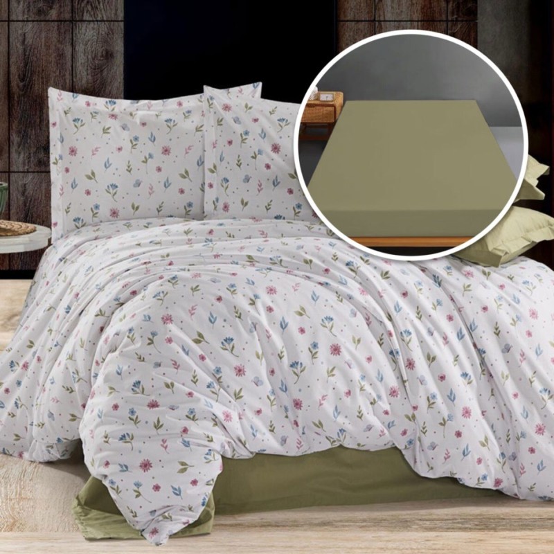 Imagine produs Lenjerie de pat Ranforce, 100% bumbac, cu husă universală pentru saltea de 140cm x 200cm / 160cm x 200cm-ABBIE –