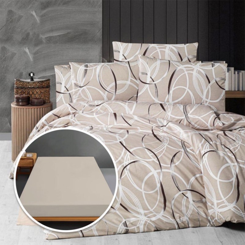 Imagine produs Lenjerie de pat Ranforce, 100% bumbac, cu husă universală pentru saltea de 140cm x 200cm / 160cm x 200cm-ALI –