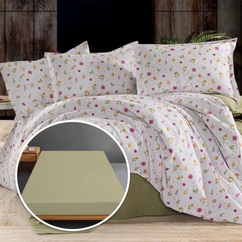 Imagine produs Lenjerie de pat Ranforce, 100% bumbac, cu husă universală pentru saltea de 140cm x 200cm / 160cm x 200cm-BLONDIE –