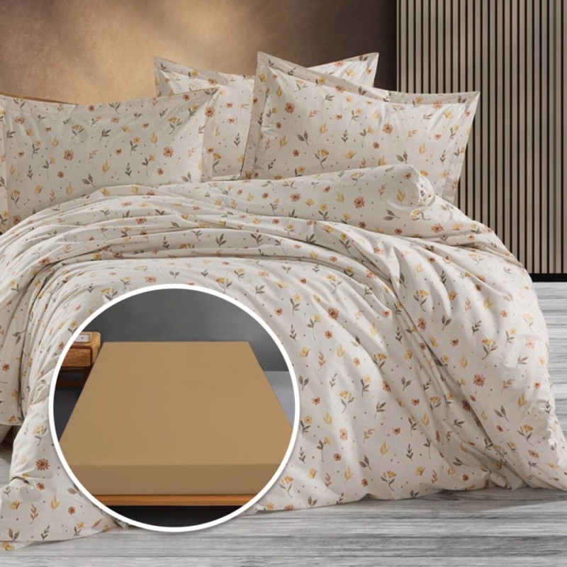 Imagine produs Lenjerie de pat Ranforce, 100% bumbac, cu husă universală pentru saltea de 140cm x 200cm / 160cm x 200cm-CAROLYN –
