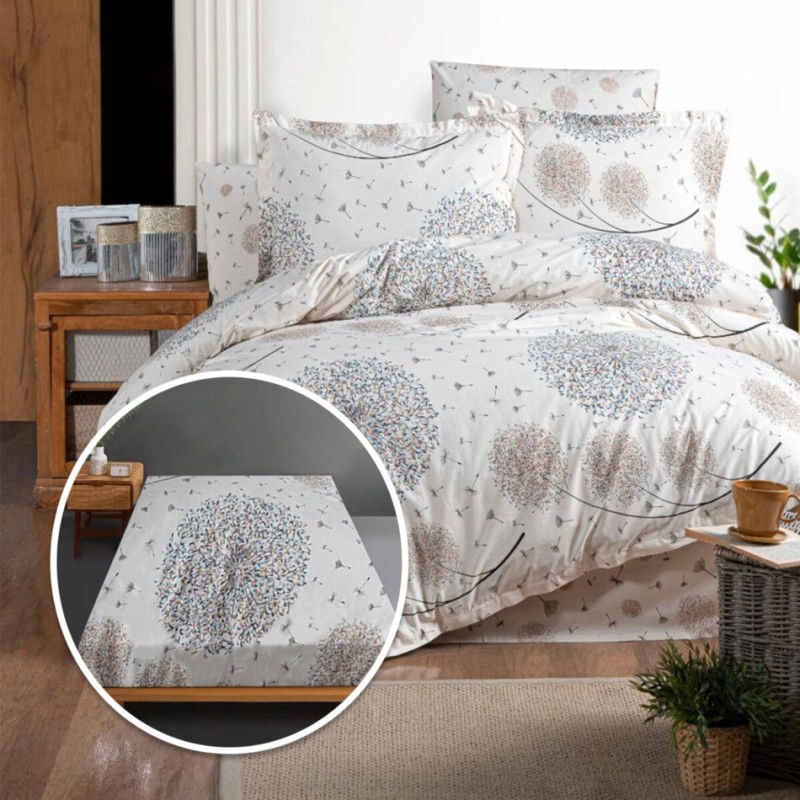 Imagine produs Lenjerie de pat Ranforce, 100% bumbac, cu husă universală pentru saltea de 140cm x 200cm / 160cm x 200cm-NOS –