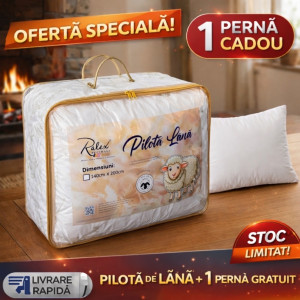 Pachet Promo Pilotă 140 x 200 cm din Lână + 1 Perna Cadou 50x70 cm