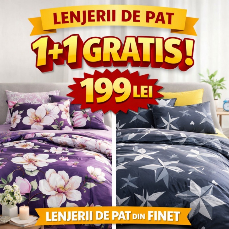 Imagine produs OFERTĂ 1+1 GRATIS – LENJERIE DE PAT FINET 6 PIESE –