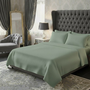 Lenjerie de pat creponata uni 100% BUMBAC –VERDE