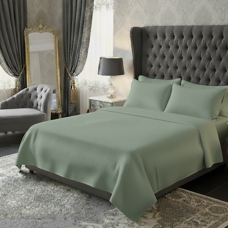 Lenjerie de pat creponata uni 100% BUMBAC –VERDE – RALEX PUCIOASA
