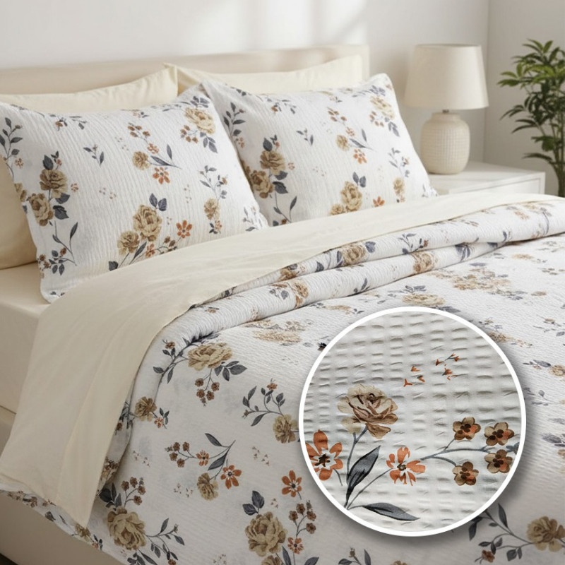 LENJERIE DE PAT CREPONATA 100% BUMBAC (CREP62) CU HUSA – RALEX PUCIOASA