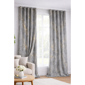 Draperie catifea gri cu insertii aurii 140 x 260 cm Velunia Home – CONFTEX PUCIOASA