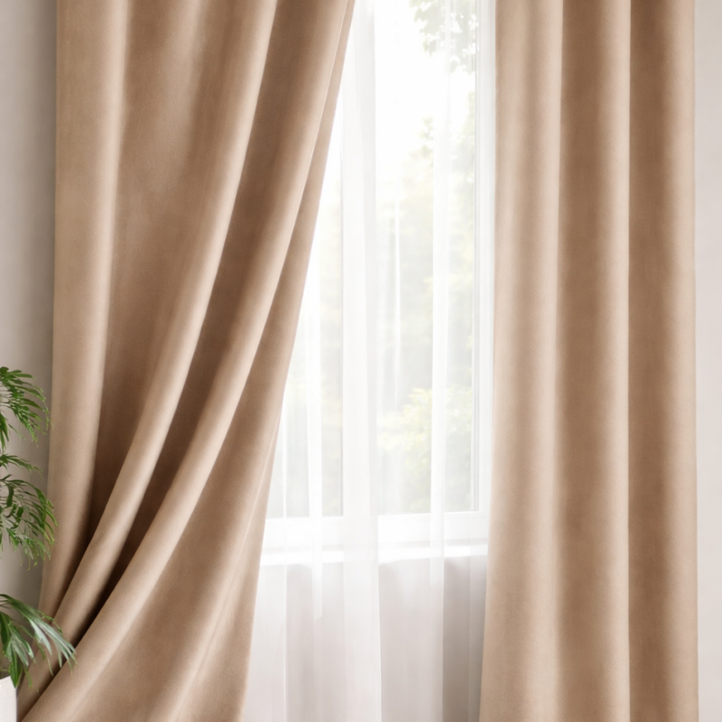 Imagine produs Draperie catifea cappucino 140 x 260 cm Velunia Home – CONFTEX PUCIOASA – CONFTEX PUCIOASA –
