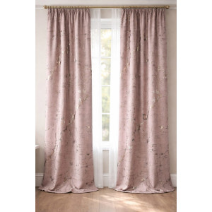 Draperie catifea roz pudra cu insertii aurii 140 x 260 cm Velunia Home – CONFTEX PUCIOASA
