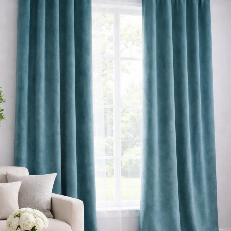 Imagine produs Draperie catifea turcoaz 140 x 260 cm Velunia Home – CONFTEX PUCIOASA –