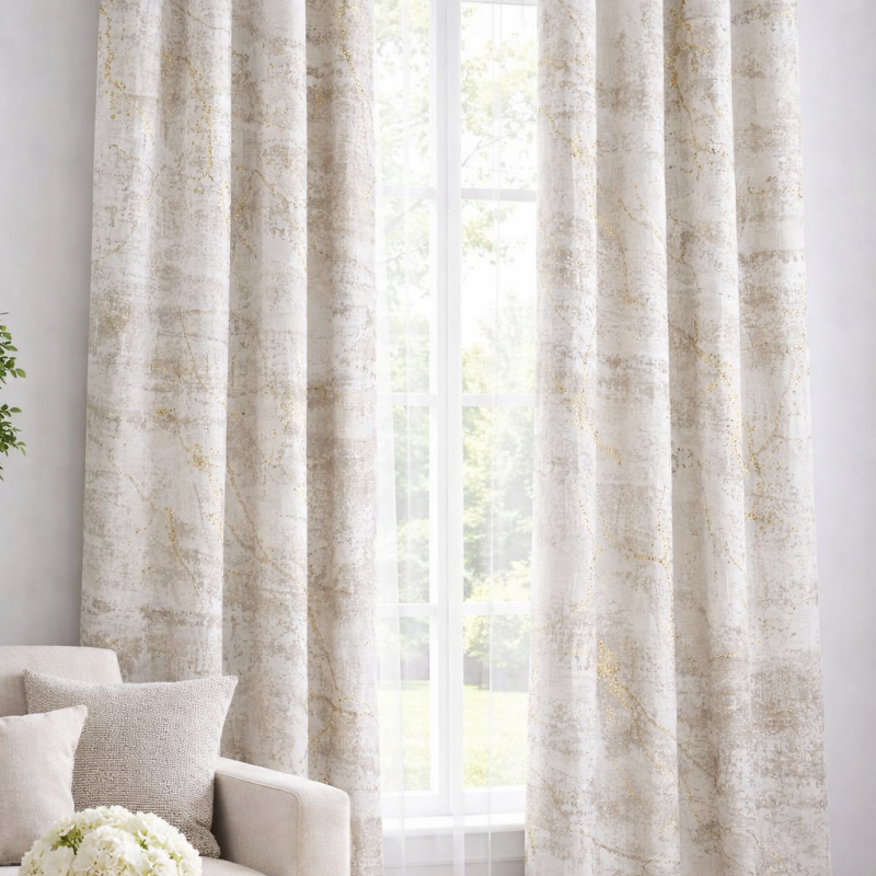 Imagine produs Draperie catifea crem cu insertii aurii 140 x 260 cm Velunia Home – CONFTEX PUCIOASA –