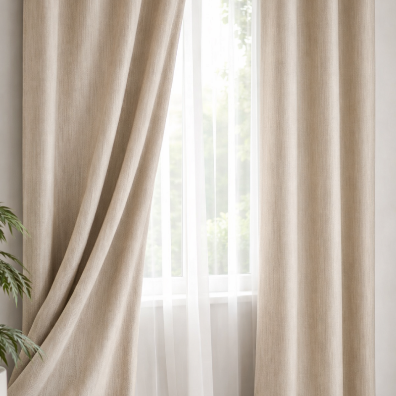 Imagine produs Draperie catifea cappucino cu linii 140 x 260 cm Velunia Home – CONFTEX PUCIOASA – CONFTEX PUCIOASA