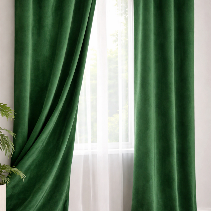Imagine produs Draperie catifea verde smarald 140 x 260 cm Velunia Home – CONFTEX PUCIOASA –