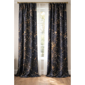Draperie catifea neagra cu insertii aurii 140 x 260 cm Velunia Home – CONFTEX PUCIOASA