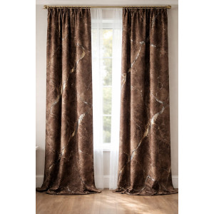 Draperie catifea maro cu insertii aurii 140 x 260 cm Velunia Home – CONFTEX PUCIOASA