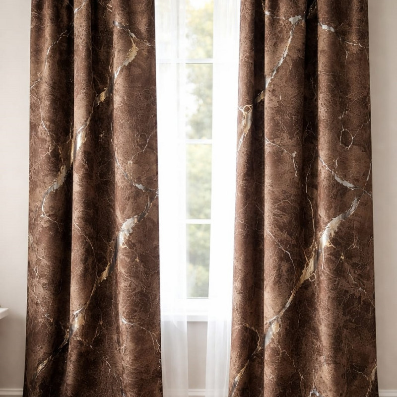 Imagine produs Draperie catifea maro cu insertii aurii 140 x 260 cm Velunia Home – CONFTEX PUCIOASA –