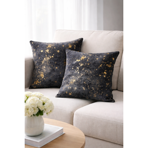 Perna Decorativa din Catifea Neagra cu insertii aurii Velunia 