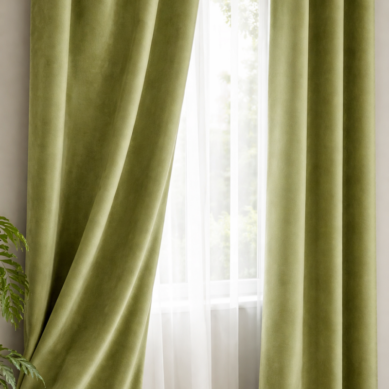 Draperie catifea Apple Green 140 x 260 cm Velunia Home – CONFTEX PUCIOASA – CONFTEX PUCIOASA