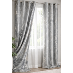 Draperie catifea gri cu insertii argintii  140 x 260 cm Velunia Home