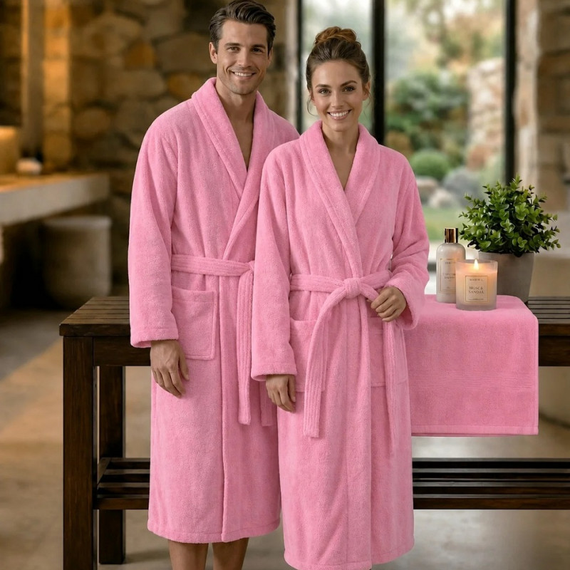 Imagine produs HALAT DE BAIE VELUR 100% BUMBAC (Blush Serenity) – RALEX PUCIOASA