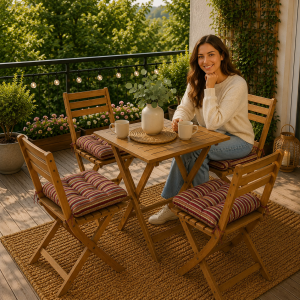 Set 4 pernuțe scaun interior / exterior – dungi