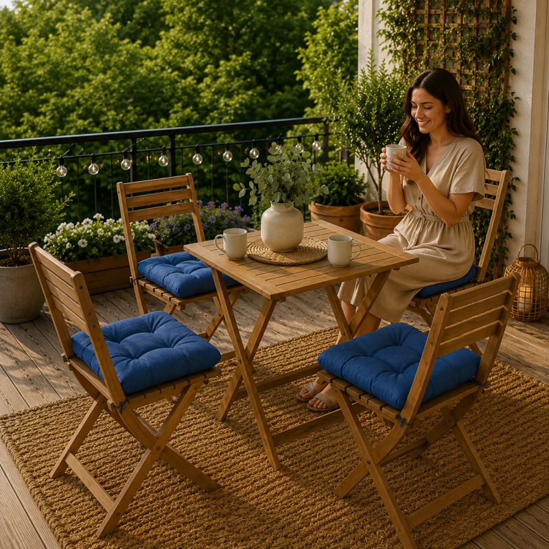 Set 4 pernuțe scaun interior / exterior – bleumarin –