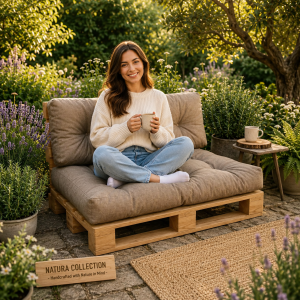 Set perne grădină ”Pallet Soft Seating” (13) + fata de masa cadou