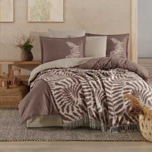 Lenjerie de Pat Premium Clasy Liora V2 cu Patura Decorativa- 7 Piese, 100% Bumbac Ranforce (LIORA V2)