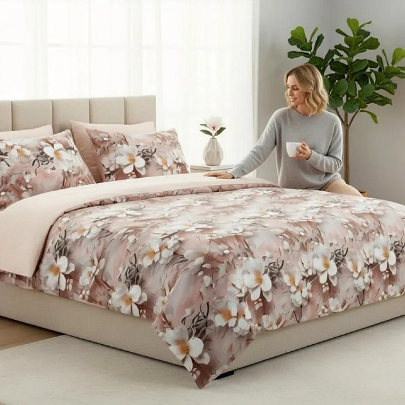 Lenjerie de pat Cotton Pro 100% bumbac – imprimare digitală (Champagne Blossom) – RALEX PUCIOASA